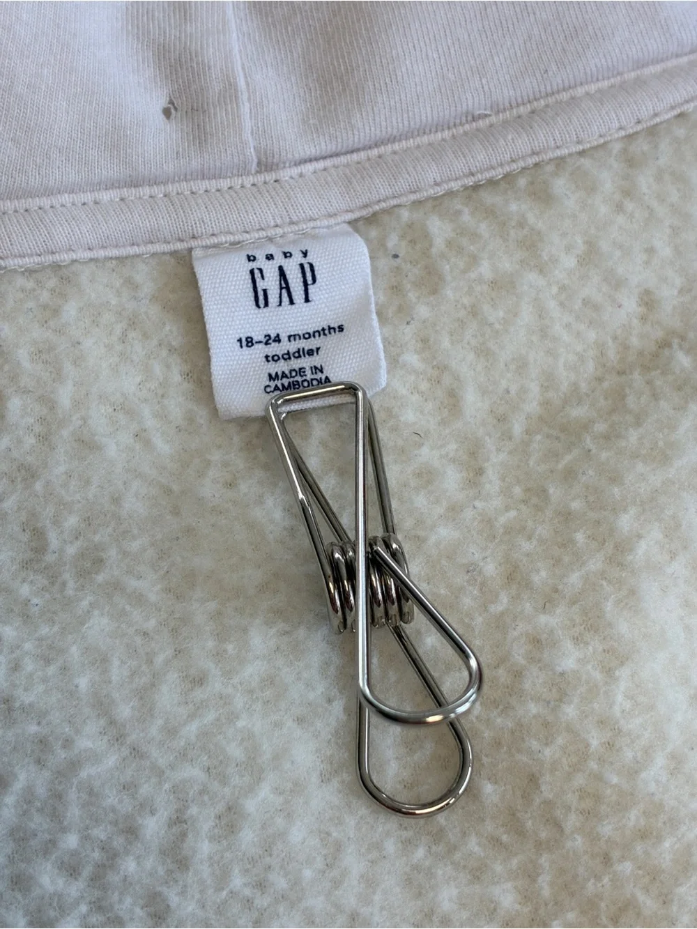 babyGap Sherpa Fleece Pullover Hoodie Ivory 18-24M Kangaroo Pocket Toddler